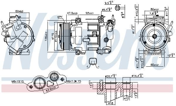 Airconditioning compressor past: DS DS 3  CITROEN C3 II, DS3  PEUGEOT 2008 I, 208, 208 I 1.0-1.6 11.09-12.19