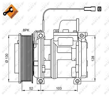 Airconditioning compressor past: MERCEDES ATEGO, ATEGO 2, AXOR 2, CITARO (O 530), CONECTO (O 345), ECONIC, LK/LN2, UNIMOG, VARIO, VARIO (B667, B670, B668), VARIO (B670), VARIO (B670, B668 01.84-