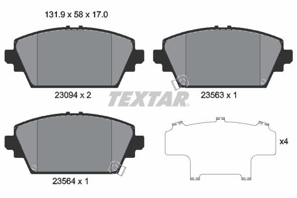 Remblokken set Voor , past: HONDA ACCORD VI, ACCORD VII  MG ZR, ZS  NISSAN ALMERA TINO, PRIMERA 1.6-2.5 03.97-