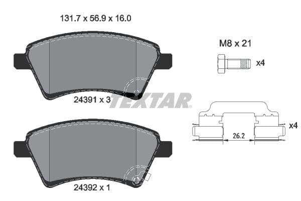 Remblokken set Voor , past: FIAT SEDICI  SUZUKI SX4 1.5-2.0D 06.06-