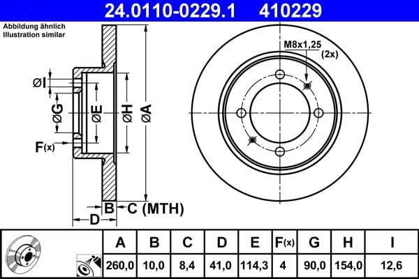 Brake disc Achter Links/Rechts past: VOLVO S40 I, V40  MITSUBISHI CARISMA, LANCER V, SPACE STAR 1.3-2.0D 05.95-06.06