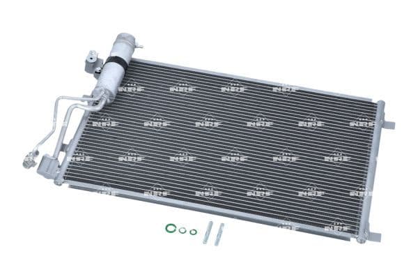 A/C condensator (met droger) past: NISSAN QASHQAI +2, QASHQAI I 1.5D/1.6D/2.0D 11.06-04.14