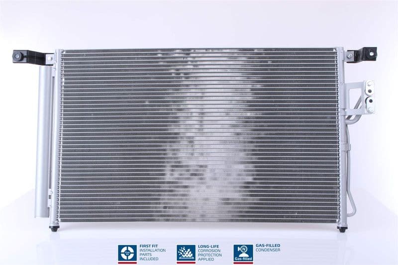 A/C condensator (met droger, (EN) additional fitting elements) past: HYUNDAI SANTA FÉ II 2.2D/2.7 03.06-12.12