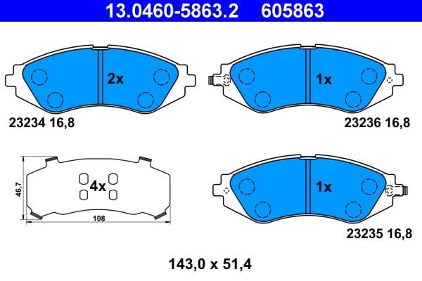 Remblokken set Voor (met een dempingskussen), past: CHEVROLET AVEO / KALOS, LACETTI, NUBIRA  DAEWOO LACETTI, NUBIRA 1.4-2.0D 12.00-