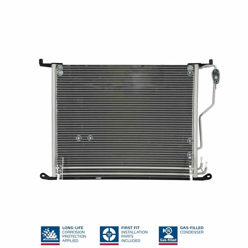 A/C condensator ((EN) additional fitting elements) past: MERCEDES S (C215), S (W220, V220), SL (R230) 2.8-6.3 10.98-01.12