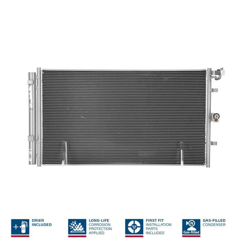 A/C condensator (met droger, (EN) additional fitting elements) past: FORD ECOSPORT, FIESTA VII, PUMA 1.5/1.5D 05.15-