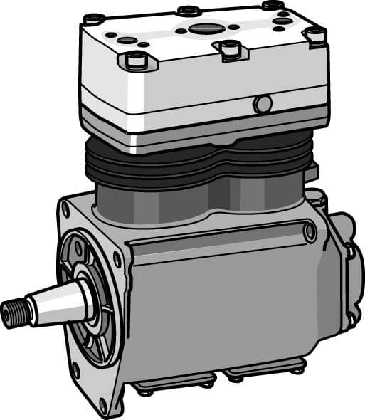 Compressor, capaciteit 440cm³, aantal cilinders: 2, type koeling: vloeibaar koelmiddel (gereviseerd) past: IVECO past: IVECO P/PA, TURBOSTAR, TURBOTECH 8210.22.210-8280.42.050