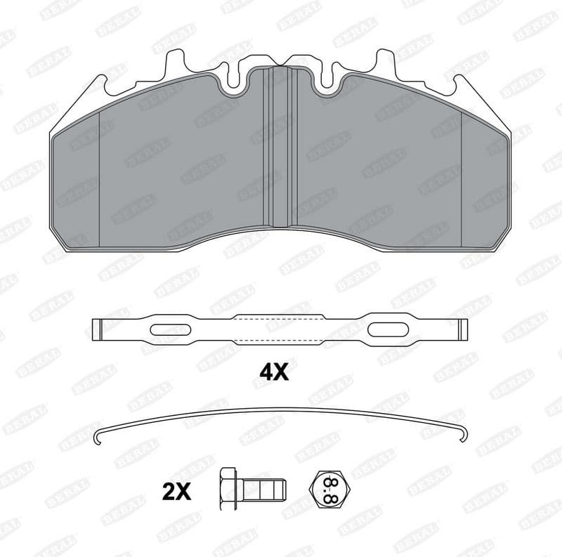 Remblokken set Achter/Voor MERITOR ELSA 225-3 past: MERCEDES ECONIC 2  RVI C, D, K, MAGNUM, PREMIUM 2, T  VOLVO 7700, 8500, 8700, 9700, 9900, B13, FE, FE II, FH, FH II D11A-330-OM936.971 08.93-