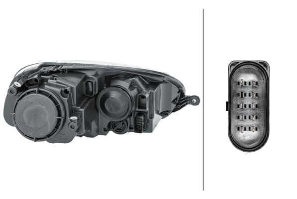 Koplamp Links (halogeen, H7/H7/PY21W/W5W, met motor, kleur invoegen: grijs, kleur indicator: transparant) past: VW GOLF V -02.09