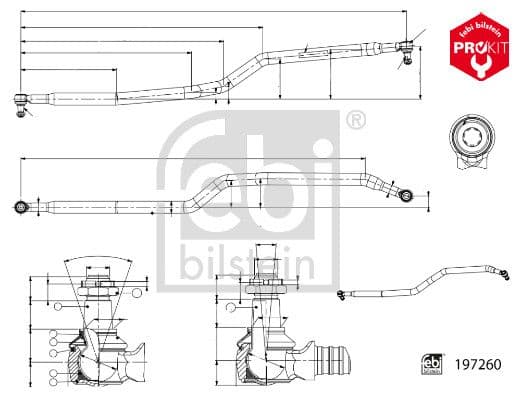 Stuurstang in lengterichting (L-1905mm) past: SCANIA G I, P I, R I 01.03-05.19