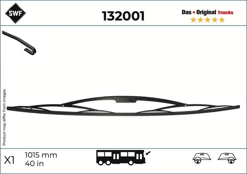 Wisserblad draaibaar Voor (1pcs) Truck 1000mm past: IVECO CITYCLASS  MAN LION´S COACH, LION´S COMFORT, LION´S STAR, NÜ, R, SÜ, ÜL  MERCEDES CAPACITY, CITO (O 520), CONECTO (O 345) 10.74-