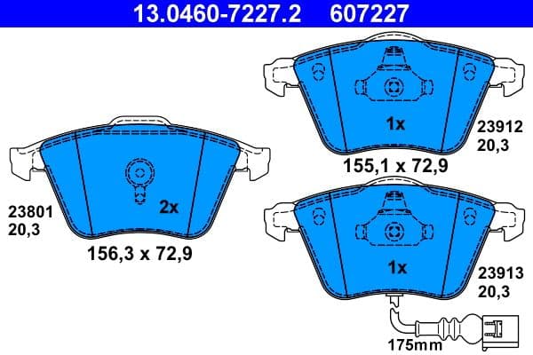 Remblokken set Voor , past: AUDI A3, TT  SEAT LEON  VW GOLF IV, GOLF VI, SCIROCCO, SCIROCCO III 1.2-Electric 05.05-11.17