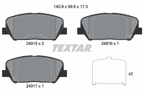 Remblokken set Voor (met extra's), past: HYUNDAI GENESIS, GRANDEUR, I30, VELOSTER  KIA CEE'D, CERATO III, CERATO KOUP III, OPTIMA, PRO CEE'D 1.0-3.8 01.08-