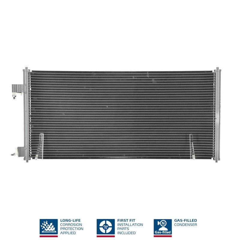 A/C condensator ((EN) additional fitting elements) past: FORD TOURNEO CONNECT, TRANSIT CONNECT 1.8/1.8D/1.8LPG 06.02-12.13