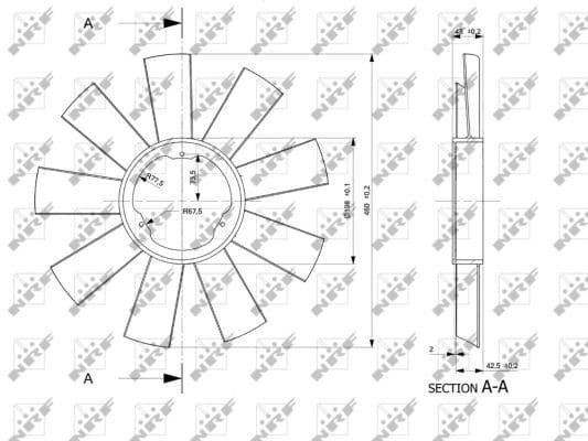 Radiator plezier (diameter 460mm, aantal bladen 9) past: MERCEDES SPRINTER 2-T (B901, B902), SPRINTER 3-T (B903), SPRINTER 4-T (B904) OM602.980 02.95-05.06