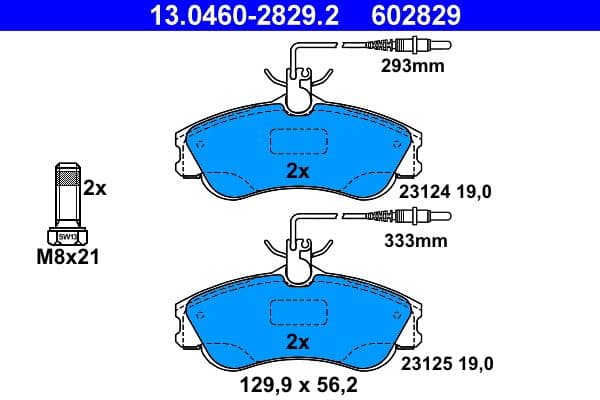 Remblokken set Voor (met remklauw geleidingsbouten), past: CITROEN BERLINGO, XSARA  PEUGEOT 306, 406, 607, PARTNER 1.1-Electric 04.93-12.15