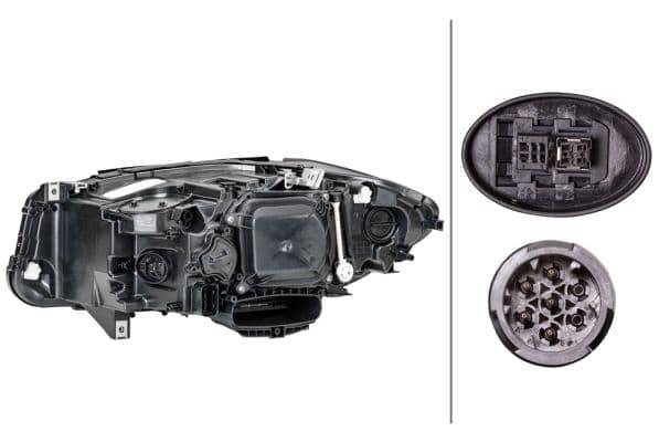 Koplamp Rechts (D1S/LED/PY24W, met motor) past: BMW 5 F10, F11 06.13-02.17