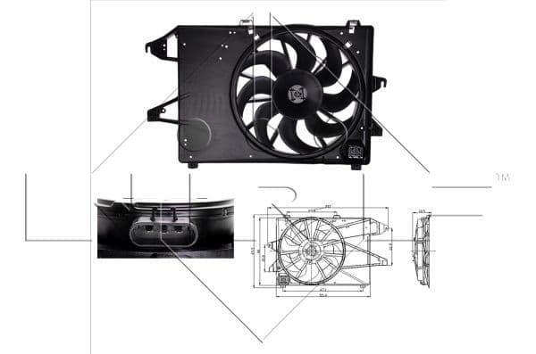 Radiatorventilator (met huisvesting) past: FORD MONDEO II, MONDEO III 1.6-2.0 08.96-03.07