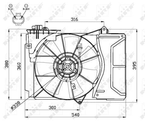 Radiatorventilator Rechts (met huisvesting) past: TOYOTA STARLET, YARIS 1.0-1.5 01.96-11.05