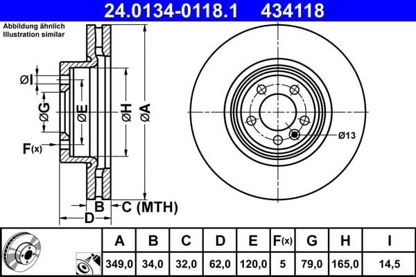 Brake disc Voor Links/Rechts past: LAND ROVER DISCOVERY V, RANGE ROVER IV, RANGE ROVER SPORT II 2.0-5.0 08.12-
