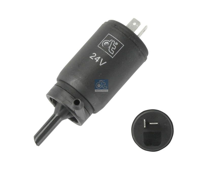 Ruitensproeierpomp Voor (24V) past: DAF 65, 65 CF, 75, 75 CF, 85, 85 CF, 95, 95 XF, CF 65, CF 75, CF 85, XF 105, XF 95  MERCEDES CITARO (O 530), INTEGRO (O 550), LK/LN2, MK, NG, O 303, O 403 08.73-