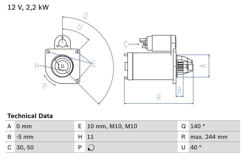 Starter (12V, 2,2kW, gereviseerd) past: VOLVO C30, C70 II, S40 II, S60 II, S80 II, V40, V50, V60 I, V70 III, XC60 I, XC70 II 2.0D/2.4D/2.4DH 08.07-07.18