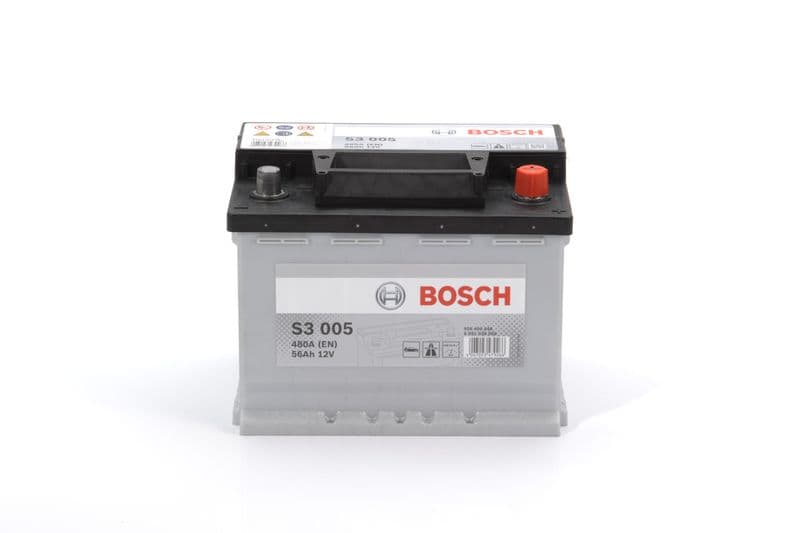 Batterij BOSCH 12V 56Ah/480A S3 (R+ standaard terminal) 242x175x190 B03 - montageflens 10,5 mm (beginnen)