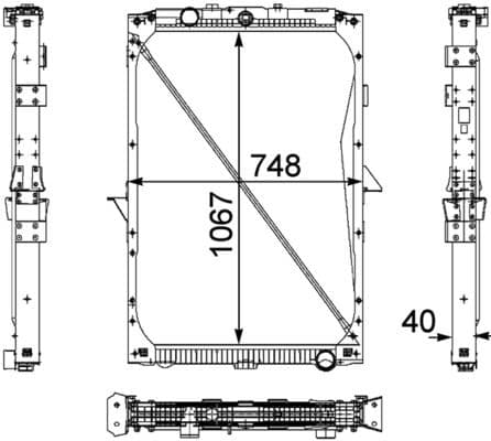 Motorradiator ((en) with frame) past: DAF XF 105 MX300/MX340/MX375 10.05-