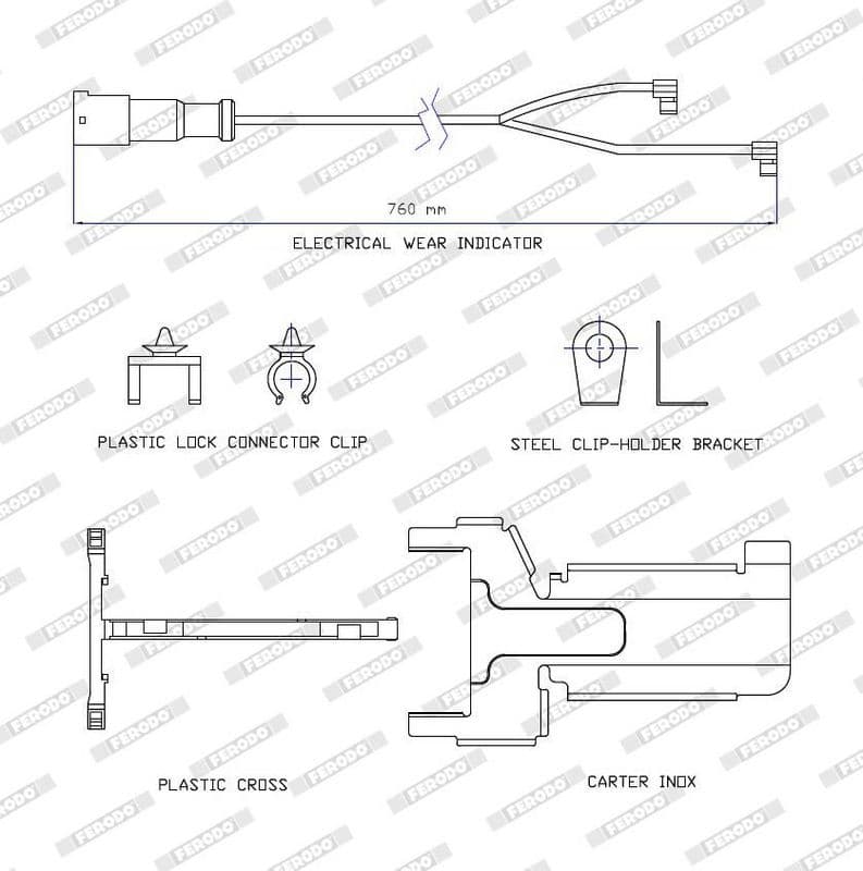 Sensor remblokslijtage lengte: 760mm (set voor as  ST7 WVA 29319) past: SAF