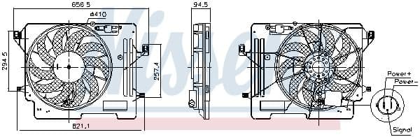 Radiatorventilator (met huisvesting) past: FORD C-MAX II, FOCUS III, GRAND C-MAX, KUGA II, TOURNEO CONNECT V408 NADWOZIE WIELKO, TRANSIT CONNECT, TRANSIT CONNECT V408 1.0/1.5D 02.12-
