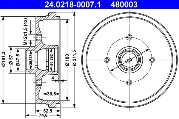 Brake drum Achter past: AUDI 50, 80 B1, 80 B2, COUPE B2  SEAT AROSA, CORDOBA, CORDOBA VARIO, IBIZA II, TOLEDO I  VW DERBY, GOLF I, GOLF II, JETTA I, JETTA II, PASSAT B1 0.8-2.2 05.72-06.04
