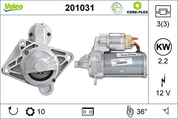 Starter (12V, 2,2kW, gereviseerd) past: NISSAN NV400, PRIMASTAR, QASHQAI +2, QASHQAI I, X-TRAIL, X-TRAIL II  OPEL MOVANO B, VIVARO A  RENAULT ALASKAN, ESPACE IV, GRAND SCENIC II 2.0D/2.3D 08.05-