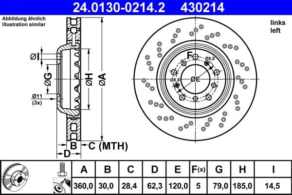 Tweedelige remschijf Voor Links past: BMW 1 (E82), 3 (E90), 3 (E92), 3 (E93) 3.0/4.0/4.4 03.07-10.13