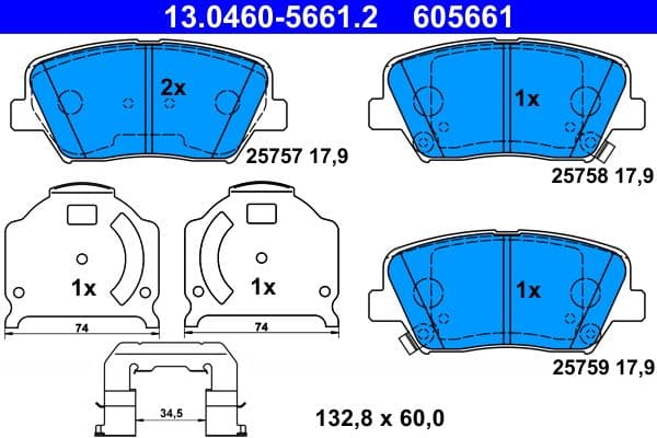 Remblokken set Voor , past: HYUNDAI GENESIS, GRANDEUR  KIA CARENS IV, K9 II 1.6-3.3 03.13-