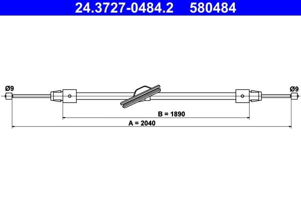 Handremkabel Voor Links/Rechts (2040mm/1890mm) past: MERCEDES CLS (C218), CLS SHOOTING BRAKE (X218), E T-MODEL (S212), E (W212) 1.6-6.2 01.09-12.17