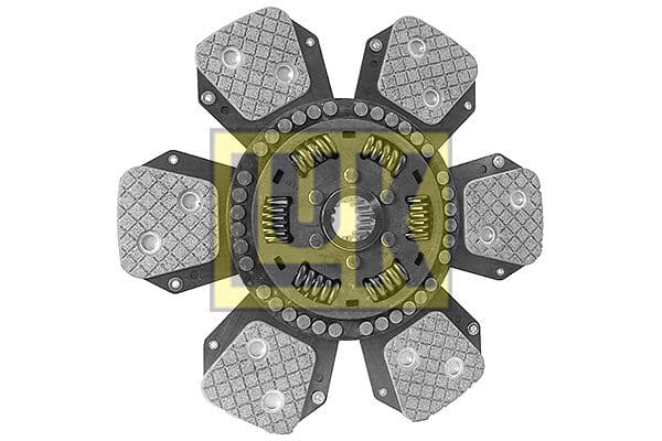 Koppelingsplaat/plaat keramiek (330mm  aantal peddels: 6) past: RENAULT 106-54, 106-54 TL, 106-54 TM, 106-54 TS, 110-54 TA, 110-54 TE, 110-54 TS, 110-54 TX, 110-54 TZ, 120-54 TA, 120-54 TE
