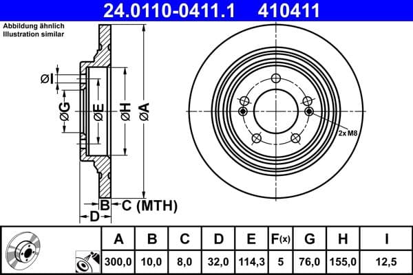 Brake disc Achter Links/Rechts past: HYUNDAI GRANDEUR, KONA  KIA K8, NIRO I, OPTIMA, SOUL III, SOUL III CARGO 1.6-Electric 09.15-