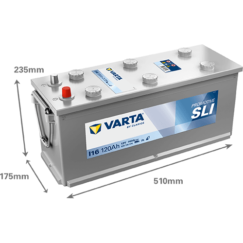 Batterij 12V 120Ah/760A (EN) PROMOTIVE SLI (R+) 510x175x235 B03 - montageflens 10,5 mm (Beginnen)