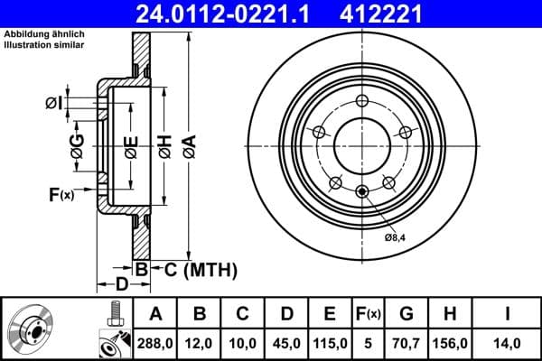 Brake disc achter Links/Rechts (288mmx12mm) past: OPEL INSIGNIA B, INSIGNIA B COUNTRY, INSIGNIA B GRAND SPORT 03.17-