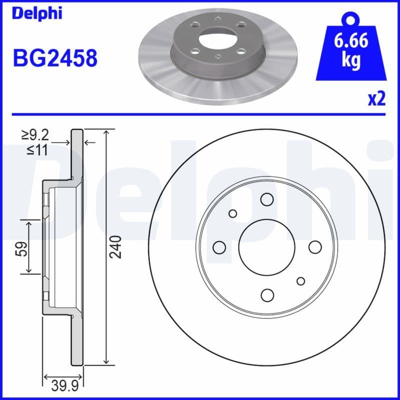 Remschijf set (2 stuks) Achter/Voor Links/Rechts past: ABARTH 500 / 595 / 695, 500C / 595C / 695C  ALFA ROMEO 145, 146, 155, 33  BUICK CENTURY  FIAT 500, 500 C, BARCHETTA 0.7-Electric 09.74-