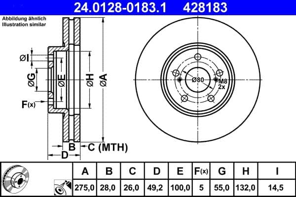 Brake disc Voor Links/Rechts past: TOYOTA AVENSIS, AVENSIS VERSO, CALDINA, CELICA 1.6-2.0D 11.93-08.05