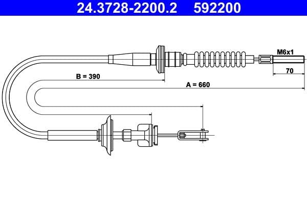 Koppelingskabel (660mm/390mm) past: SUBARU JUSTY III  SUZUKI IGNIS I, IGNIS II 1.3/1.3D 10.00-