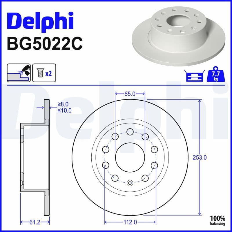 Remschijf set (2 stuks) Achter Links/Rechts past: SKODA OCTAVIA III 1.0-2.0D 11.12-10.20