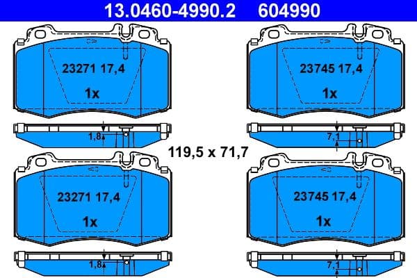 Remblokken set Voor , past: MERCEDES C (CL203), C T-MODEL (S203), C (W203), CLK (A209), CLK (C209), CLS (C219), E T-MODEL (S211), E (VF211), E (W211), M (W163), S (W220, V220) 1.8-5.8 10.98-01.12