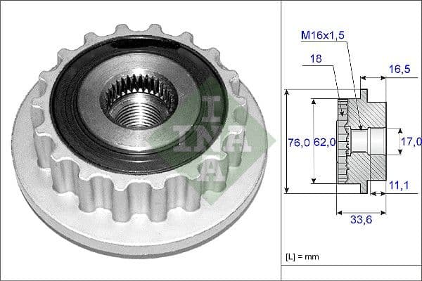 Dynamo poelie past: VW CALIFORNIA T5 CAMPER, MULTIVAN T5, PHAETON, TOUAREG, TRANSPORTER T5 2.5D/5.0D 10.02-05.10