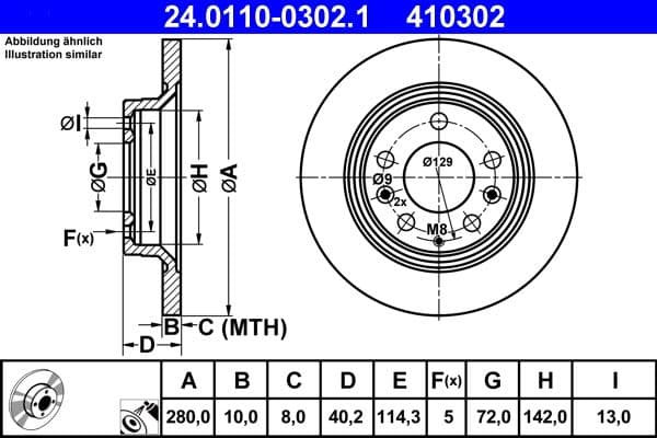 Brake disc Achter Links/Rechts past: MAZDA 323 F VI, 323 S VI, 6, 626 V, MX-5 III, PREMACY 1.4-2.5 02.98-12.14