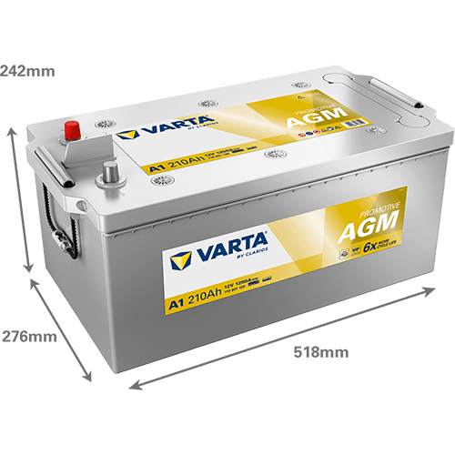 Batterij 12V 210Ah/1200A (EN) PROMOTIVE AGM (L+) 518x276x242 B00 - geen montageflens (AGM/Beginnen)