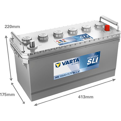 Batterij 12V 100Ah/600A (EN) PROMOTIVE SLI (R+) 413x175x220 B00 - geen montageflens (Beginnen)