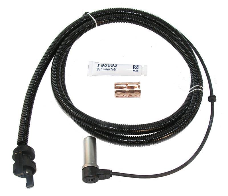 ABS-sensor Achter/Voor Links/Rechts (hoekig, 1960mm, 2pin, met mouw) past: MAN CLA, E2000, F2000, L2000, LION S INTERCITY, LION´S CITY, M 2000 L, M 2000 M, M90, ND, NL, SG, TGA, TGL I, TGL II, TGM I