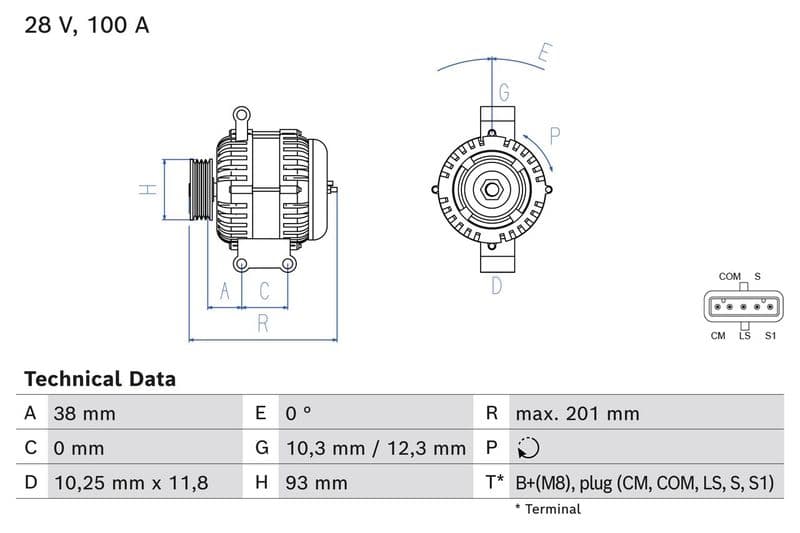 Dynamo (28V, 100A, gereviseerd) past: MERCEDES ACTROS MP4 / MP5, ANTOS, AROCS 471.943-OM473.915 07.11-